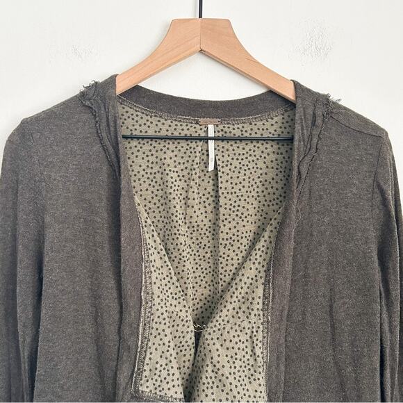 Free People Cropped Waterfall Cardigan Sweater Gray Size XS - Picture 2 of 8